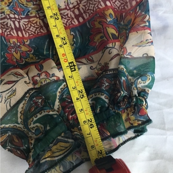 DEMOCRACY RUFFLE  FLORAL  LONG SLEEVES BOHO CHI BLOUSE SIZE LARGE - Picture 7 of 10